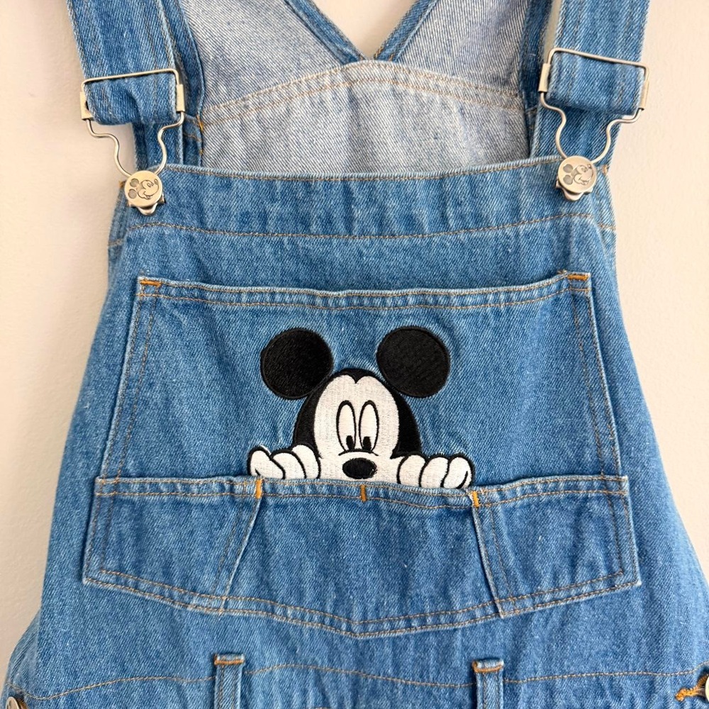VINTAGE MEDIUM WASH MICKEY MOUSE OVERALLS - Picture 5 of 7